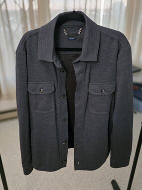 Peter Millar Charcoal Gray Button-Front Shirt Jacket